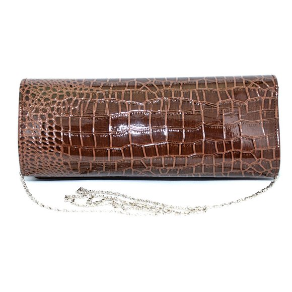 Brown Alligator Evening Clutch | Purse | Handbag (vegan) - Picture 3 of 5